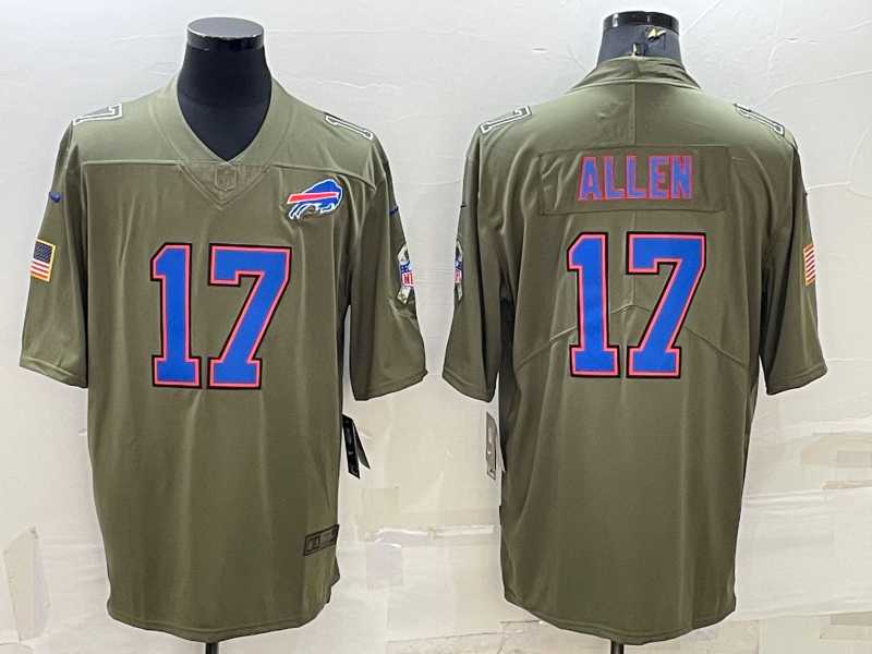 Mens Buffalo Bills #17 Josh Allen Olive Salute To Service Limited Stitched Jersey